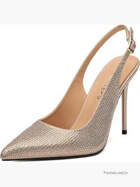 Slingback Pump Heels Pointed Toe Stiletto High Heels Prom Office Wedding Dressy